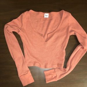 TNA cropped peach long sleeve